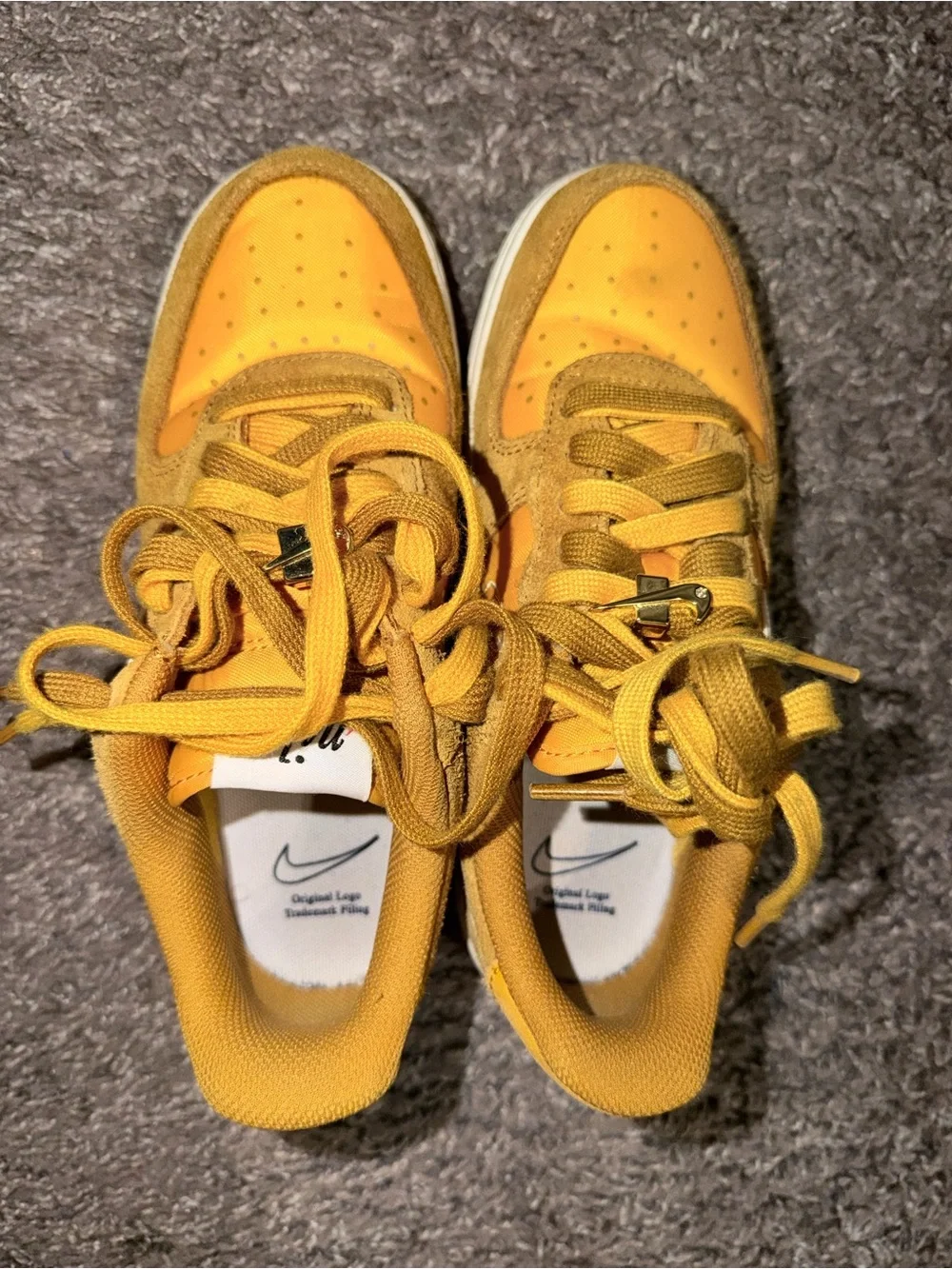 Nike Women’s Yellow Low-Top Sneakers with Gold Lace Charms